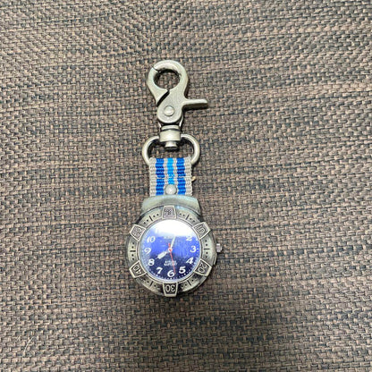 Battery-Powered JARIS Pocket Watch Blue Hooked Watch 4cm Height 11.5cm