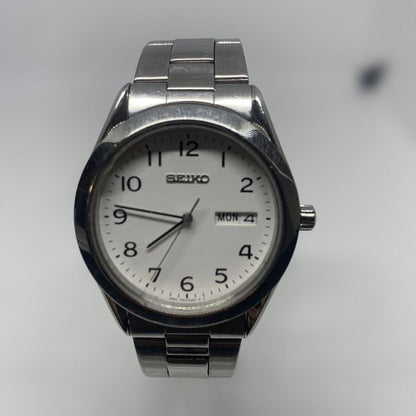 SEIKO 7N43 9080 Men's Quartz Watch Silver Stainless Steel Band White Dial