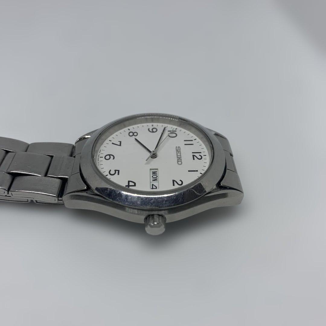 SEIKO 7N43 9080 Men's Quartz Watch Silver Stainless Steel Band White Dial