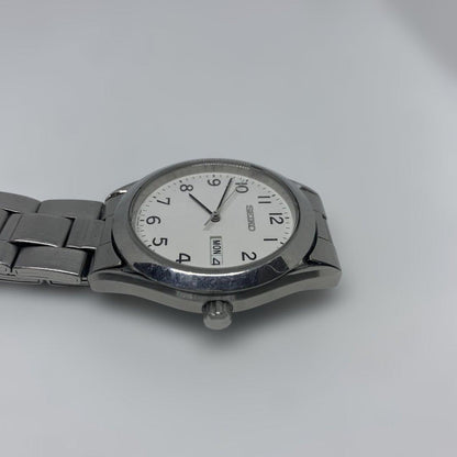 SEIKO 7N43 9080 Men's Quartz Watch Silver Stainless Steel Band White Dial