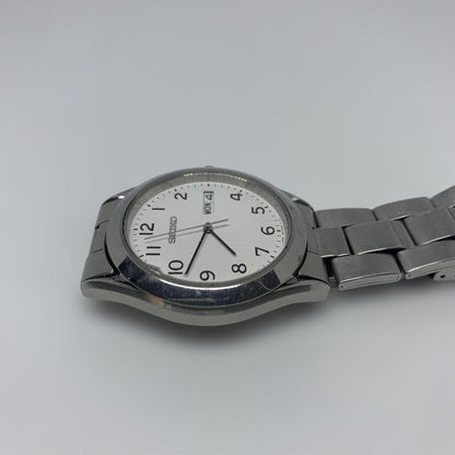 SEIKO 7N43 9080 Men's Quartz Watch Silver Stainless Steel Band White Dial