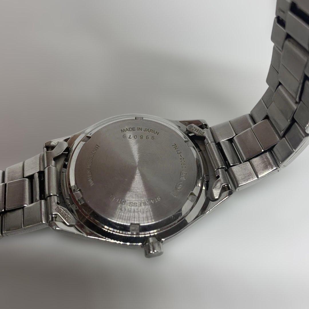 SEIKO 7N43 9080 Men's Quartz Watch Silver Stainless Steel Band White Dial