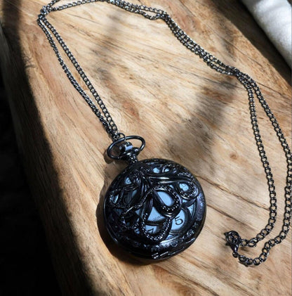 Octopus Pocket Watch Black New Unworn Necklace Unique Tako
