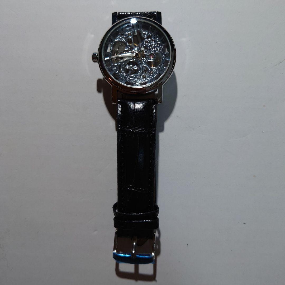 Leather Strap Watch with Transparent Dial