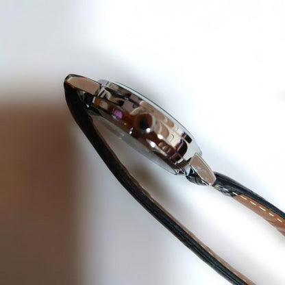 Leather Strap Watch with Transparent Dial