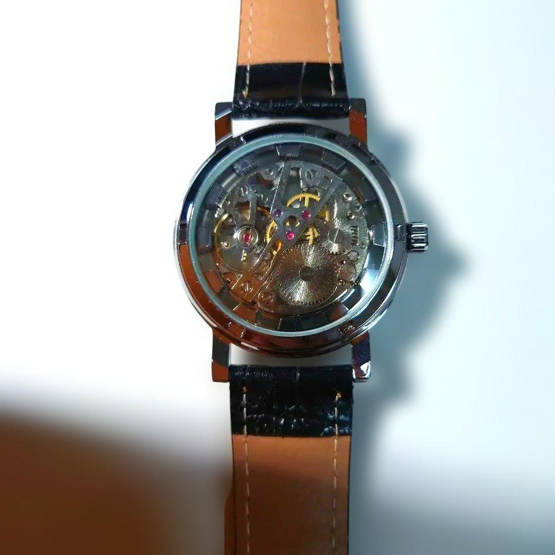 Leather Strap Watch with Transparent Dial