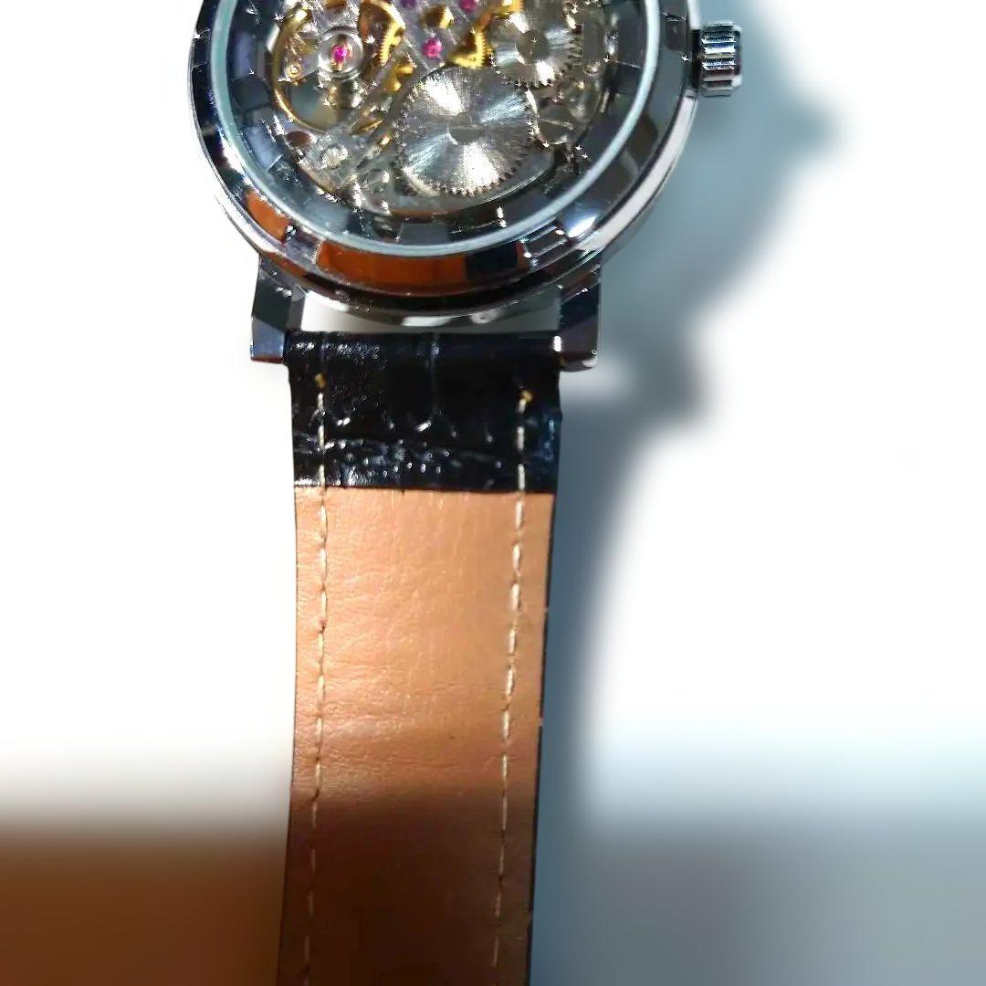 Leather Strap Watch with Transparent Dial
