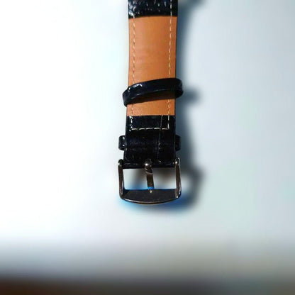Leather Strap Watch with Transparent Dial