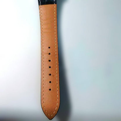 Leather Strap Watch with Transparent Dial