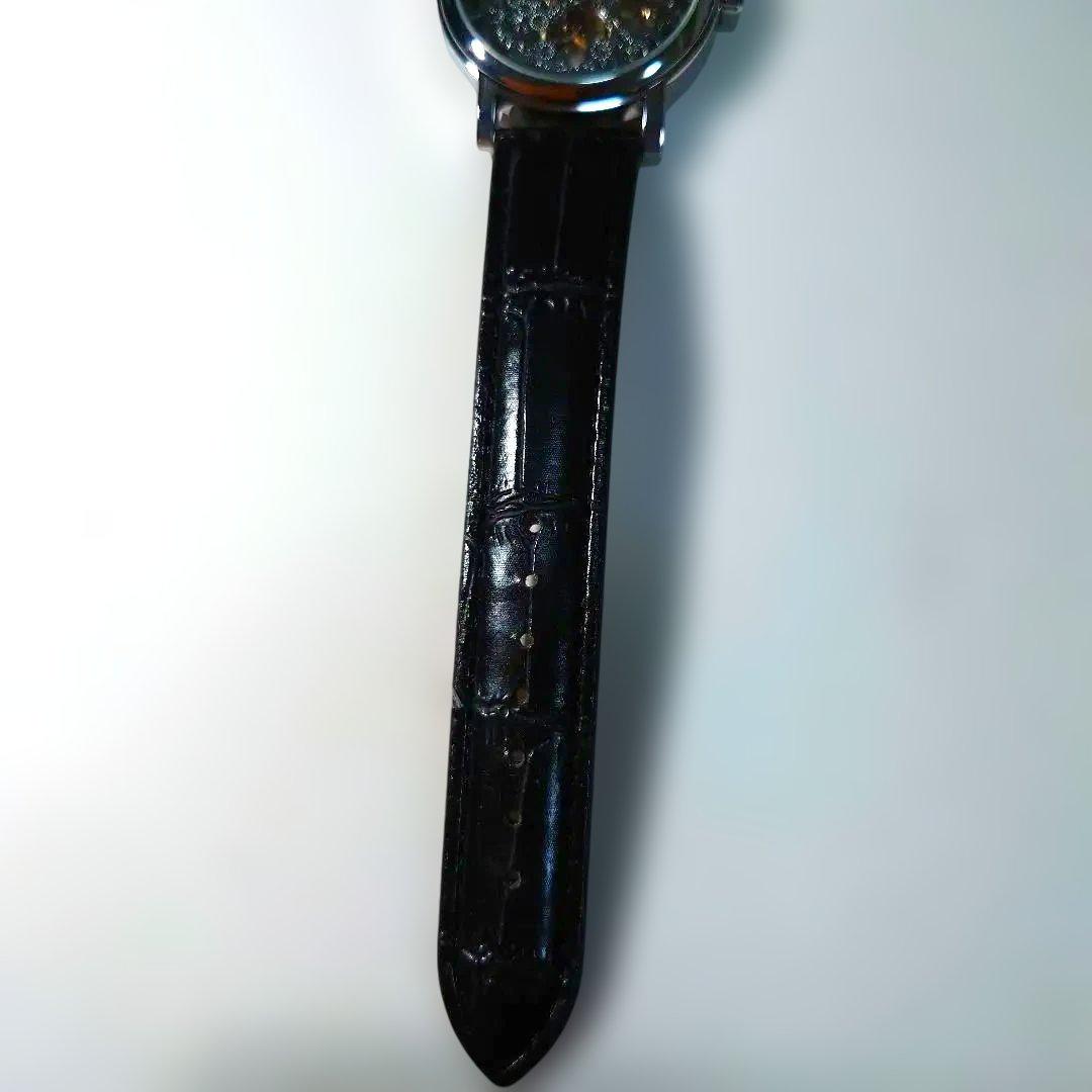 Leather Strap Watch with Transparent Dial