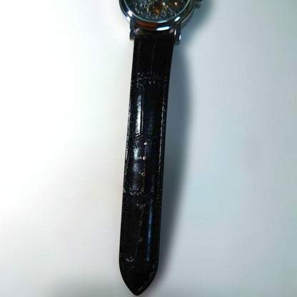 Leather Strap Watch with Transparent Dial