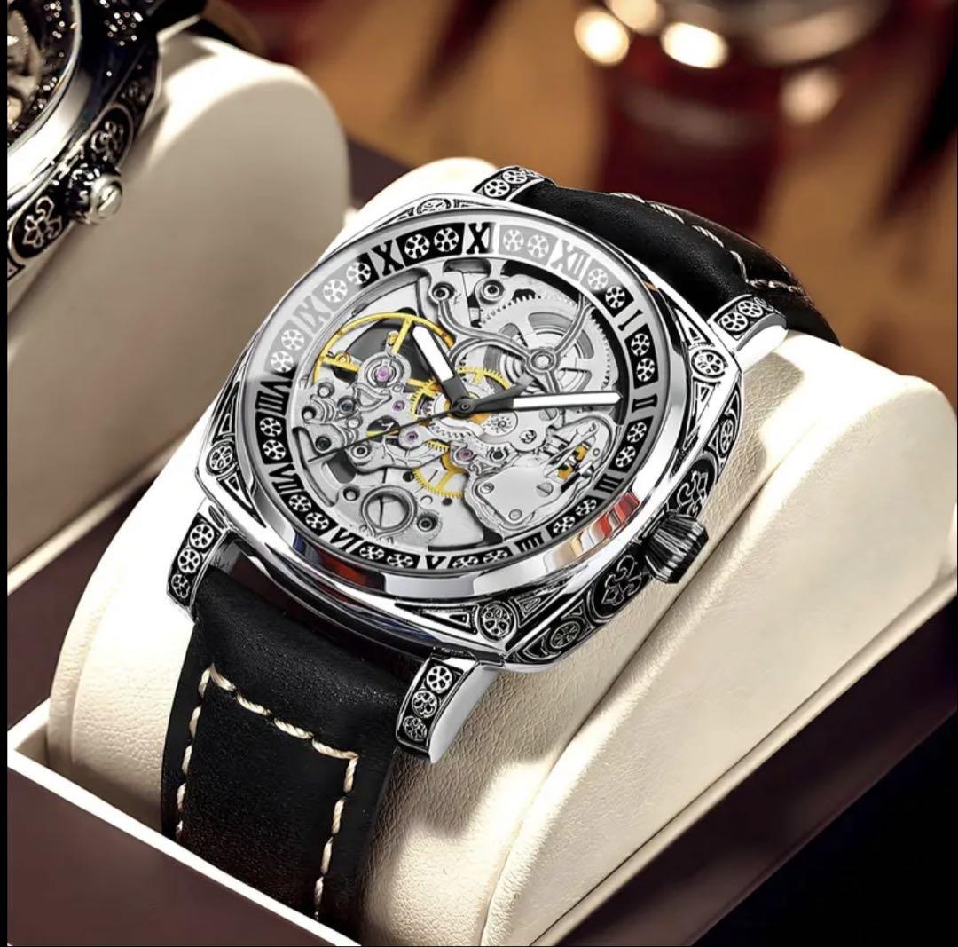 New PINTIME Automatic Winding Watch with Skeleton Dial