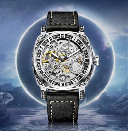 New PINTIME Automatic Winding Watch with Skeleton Dial