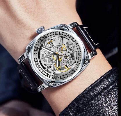 New PINTIME Automatic Winding Watch with Skeleton Dial
