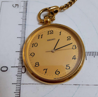 Vintage Working Product SEIKO Gold Pocket Watch 7N01−0020