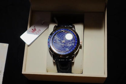 OLEVS 9923 Measures Time with Starry Sky Movement, Reverse Skeleton Automatic Winding with D-Back