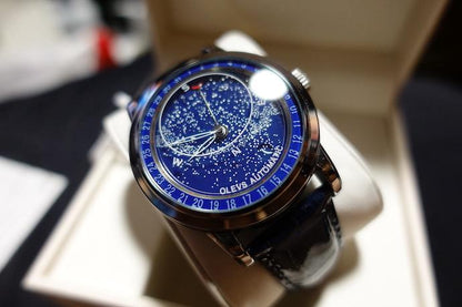 OLEVS 9923 Measures Time with Starry Sky Movement, Reverse Skeleton Automatic Winding with D-Back