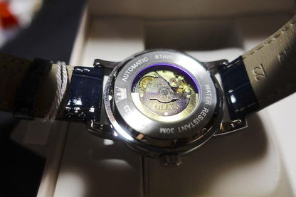 OLEVS 9923 Measures Time with Starry Sky Movement, Reverse Skeleton Automatic Winding with D-Back