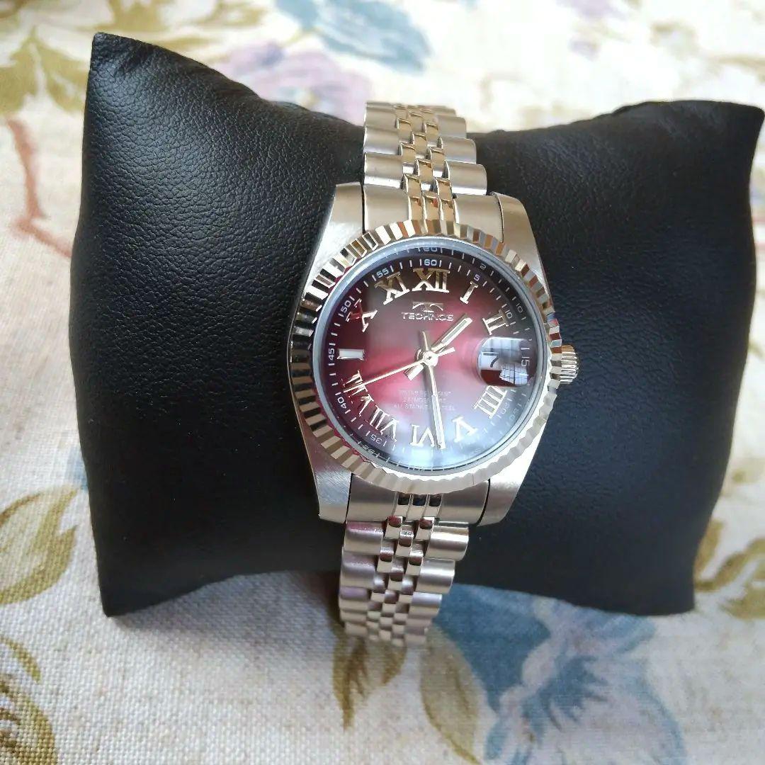 Ladies' Technos Digital Wristwatch One-Touch On/Off Burgundy Color