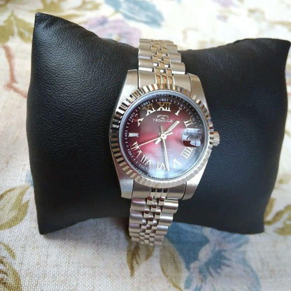 Ladies' Technos Digital Wristwatch One-Touch On/Off Burgundy Color