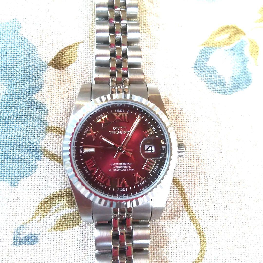 Ladies' Technos Digital Wristwatch One-Touch On/Off Burgundy Color