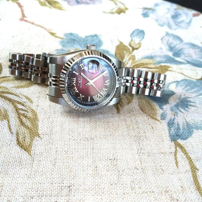 Ladies' Technos Digital Wristwatch One-Touch On/Off Burgundy Color