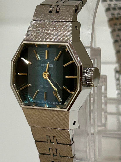 Vintage Citizen 4-674189S 23JEWELS Winding Cut Glass