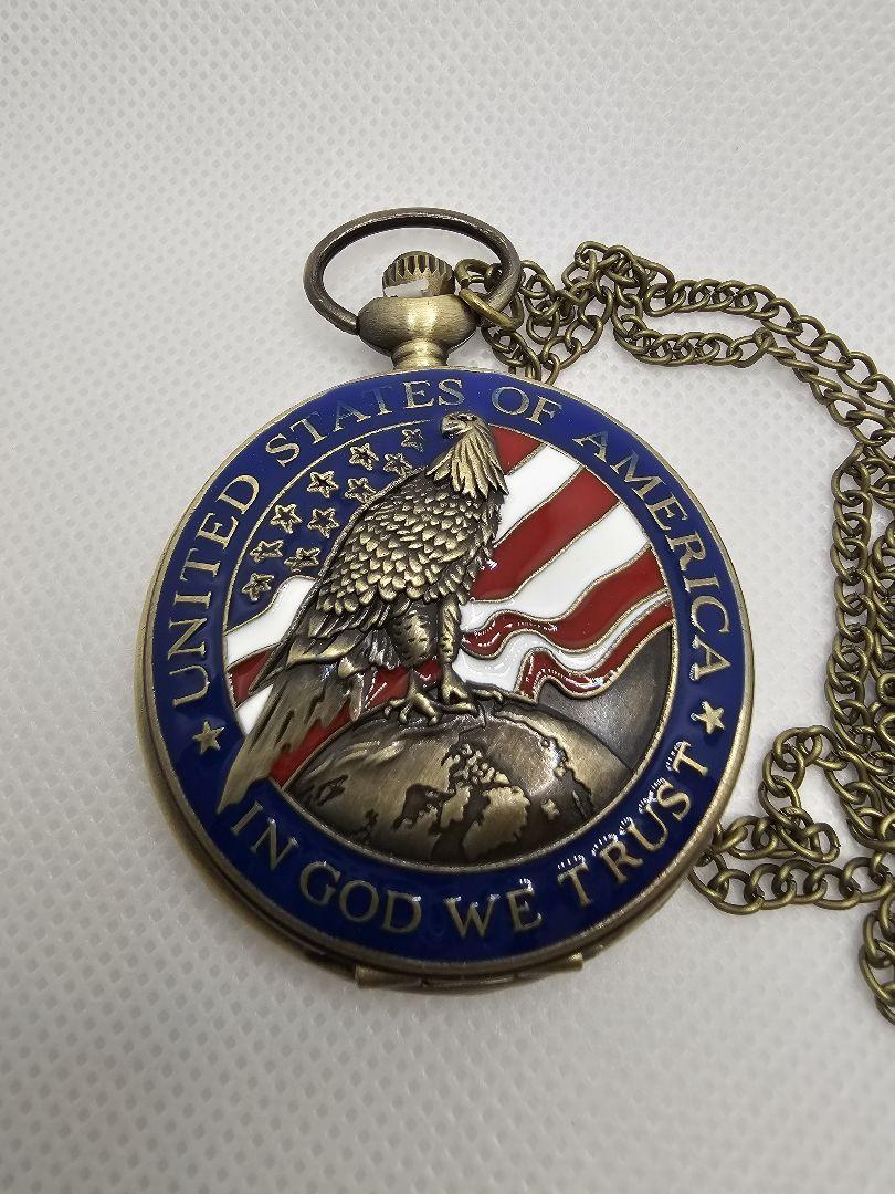 Unused Item Pocket Watch Quartz Eagle White Dial Running