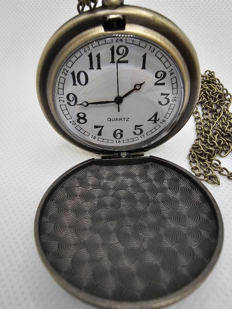 Unused Item Pocket Watch Quartz Eagle White Dial Running