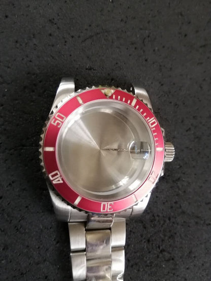 38mm Red Aluminum Bezel with Aging Patina Seiko Mod
