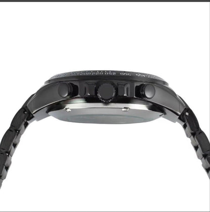 Black Silver Skeleton Winding Watch Classic Stainless Steel