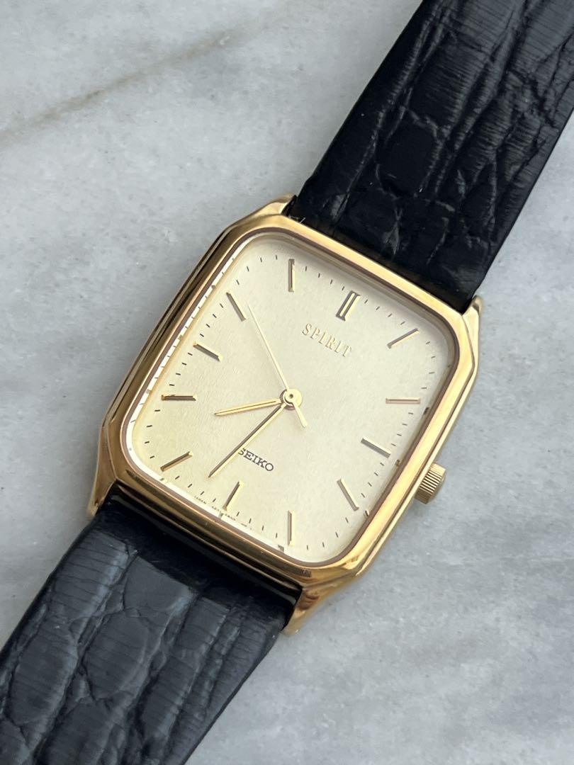 [Battery Replaced] Excellent Condition SEIKO SPIRIT GOLD Genuine Strap