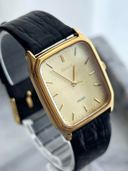 [Battery Replaced] Excellent Condition SEIKO SPIRIT GOLD Genuine Strap
