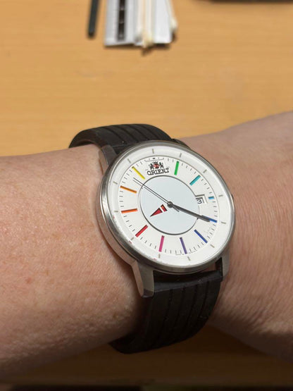 ORIENT ER02-CA-B Reverse Calendar Automatic Men's Watch Box Included Excellent Condition