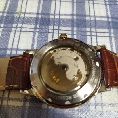 Automatic Winding Watch White Dial Leather