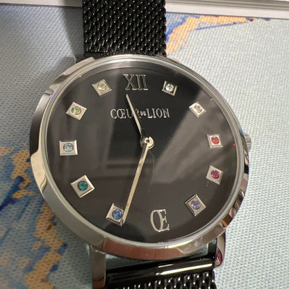 Unused COEUR DE LION Black Milanese Leather Watch