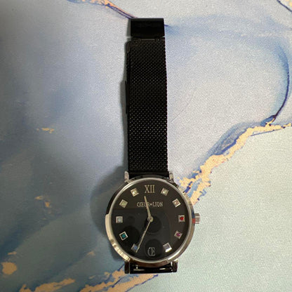 Unused COEUR DE LION Black Milanese Leather Watch