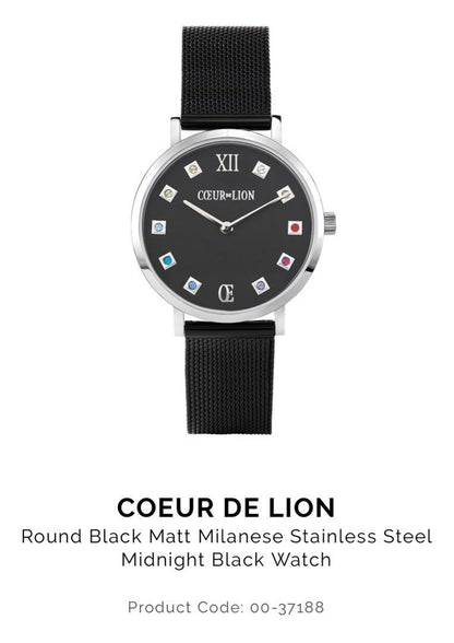 Unused COEUR DE LION Black Milanese Leather Watch