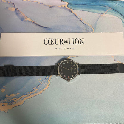 Unused COEUR DE LION Black Milanese Leather Watch