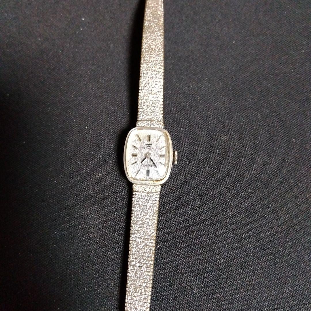 Technos Silver Rectangular Case Winding Watch