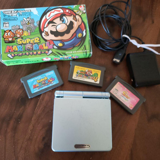GBA SP Body + Charging Cable + 3 Games
