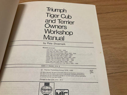 TRIUMPH Tiger Cub & Terrier Manual Triumph